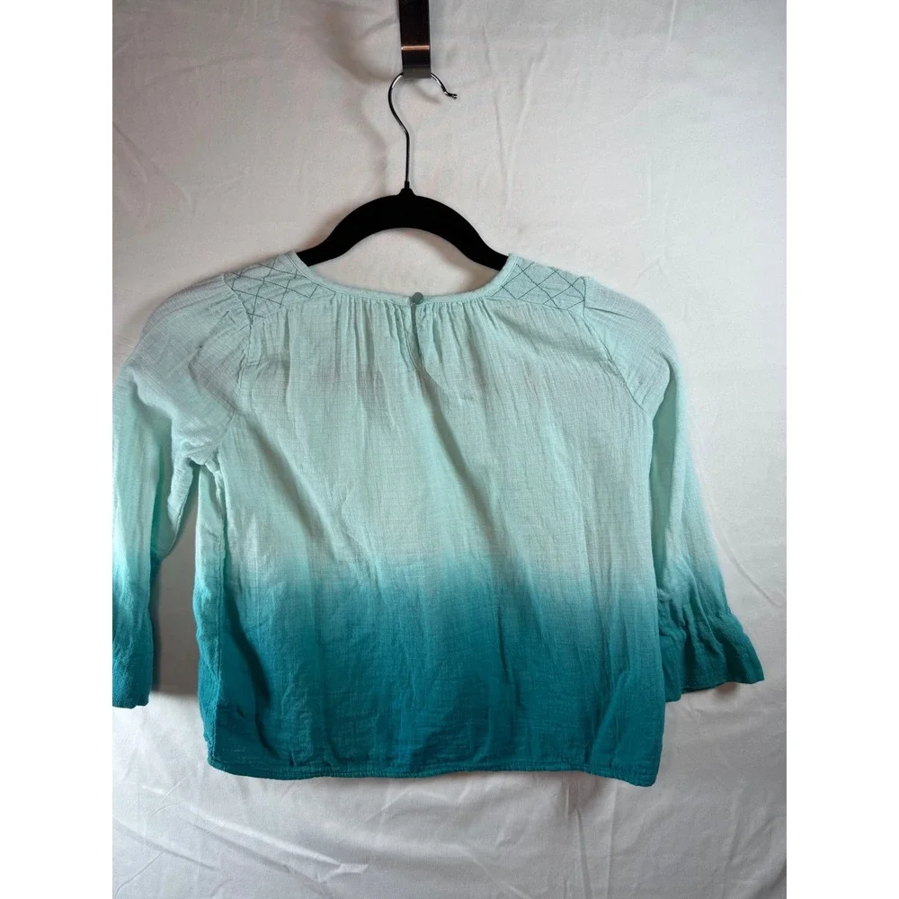 True Craft Girls Aqua Teal Ombre Cotton Gauze Blouse Top Size S‎ Small